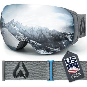 WildHorn Outfitters Roca Adult Ski & Snowboard Goggles Stone Gray/Silver